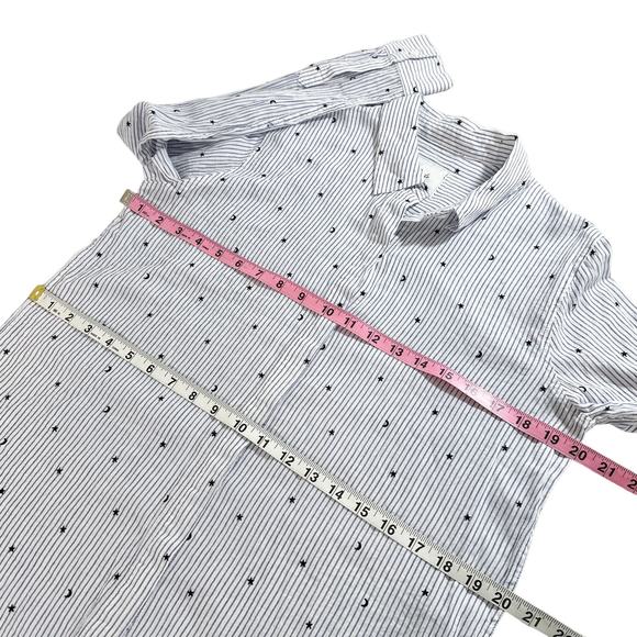 Rails Taylor Flocked Striped Collared Button Down Moon Stars Blue White Small - Picture 14 of 16